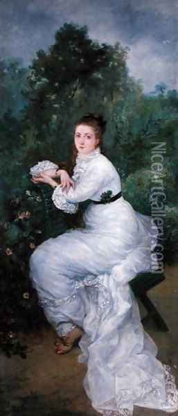 Study for 'Woman in White' 1874 Oil Painting - Marie Bracquemond