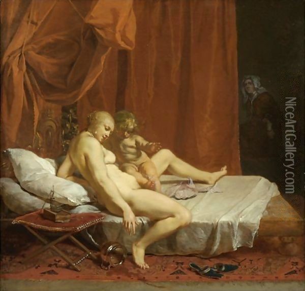 Venus And Cupid Oil Painting - Nikolaus Knupfer