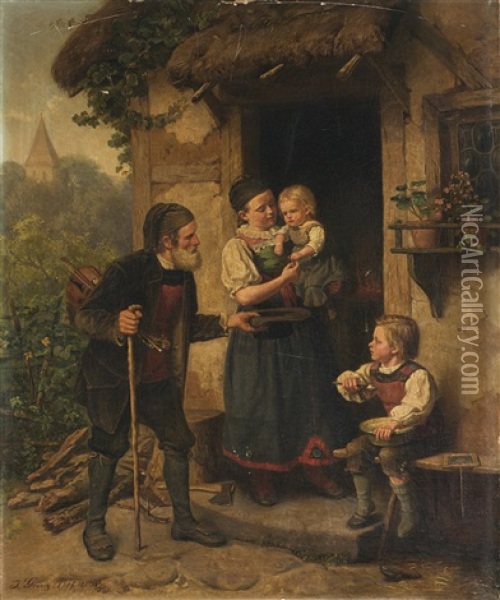 L'elemosina Oil Painting - Julius Geertz