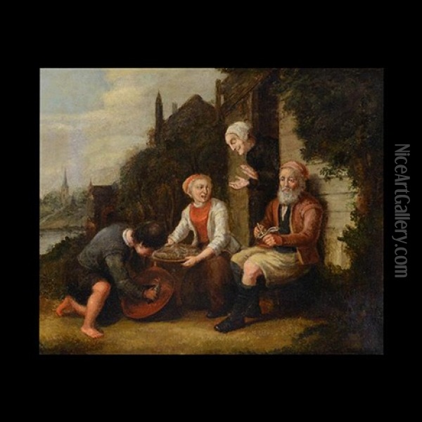 Conversation While Cleaning The Daily Catch Oil Painting - Quiringh Gerritsz van Brekelenkam