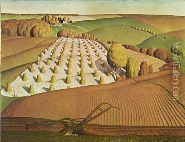 Fall Plowing Oil Painting - Grant Wood