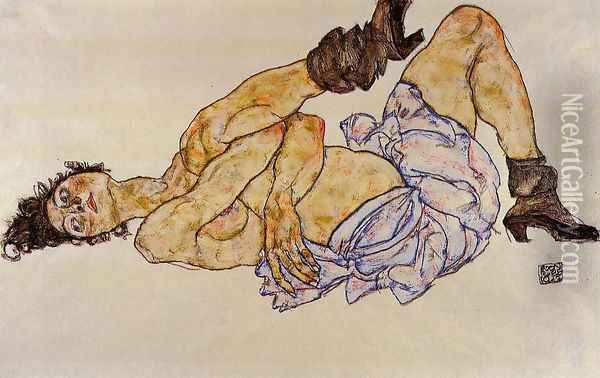Reclining Female Nude2 Oil Painting - Egon Schiele