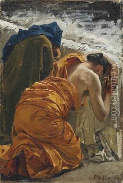 Etude De Deux Femmes Eplorees Pour Le Decor Du Pantheon Oil Painting - Jean Paul Laurens