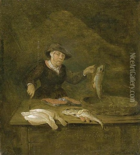 La Marchande De Poissons Oil Painting - Quiringh Gerritsz van Brekelenkam