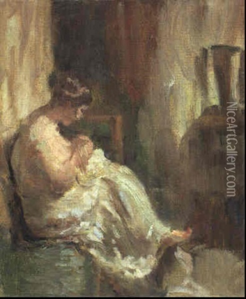 Moder Og Barn Oil Painting - Julius Paulsen