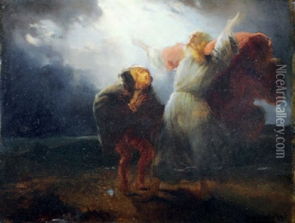 Le Roi Lear Et Le Fou Dans La Tempete Oil Painting - Paul Delaroche