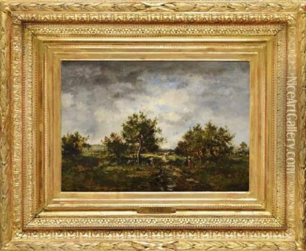 Vue De La Foret Defontainebleau Oil Painting - Narcisse-Virgile D Az De La Pena