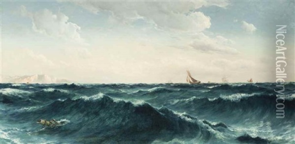 Busy Shipping Lanes Oil Painting - David James