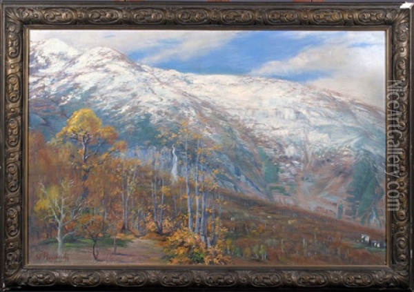 Le Mont Pelion Oil Painting - Nicholaos Ferekidis