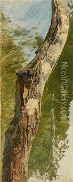 Tree Trunk Oil Painting - Janus la Cour