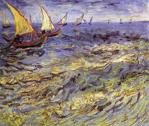 Fishing Boats at Sea Oil Painting - Vincent Van Gogh