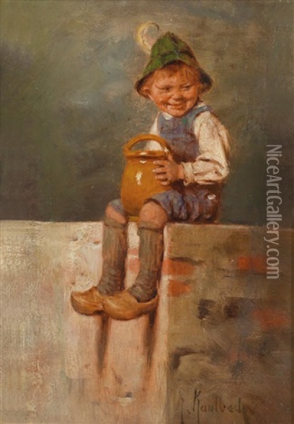 Der Milchkrug Oil Painting - Hermann Kaulbach