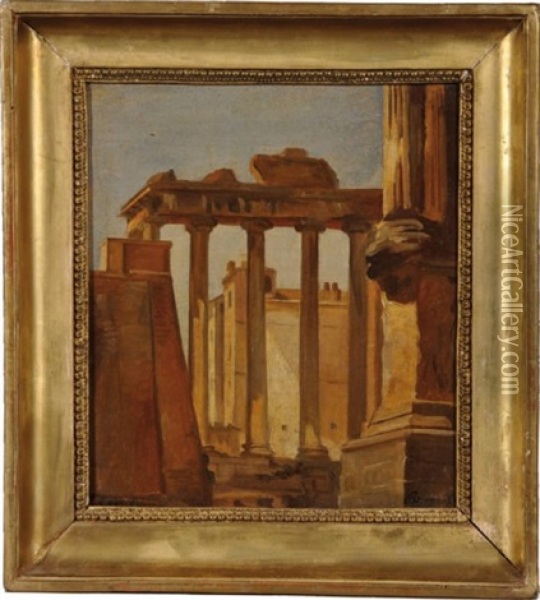 Vue Du Forum Romain Avec La Colonnade Du Temple De Saturne Oil Painting - Jules Joseph Meynier