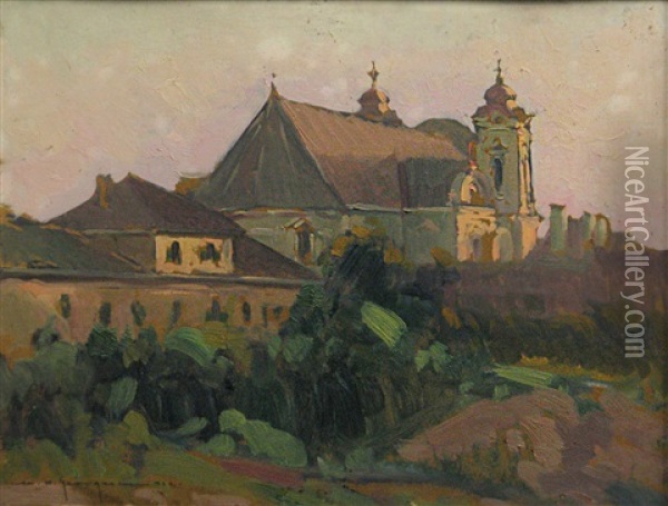 Serbian Church In Timisoara Oil Painting - Marin H. Georgescu