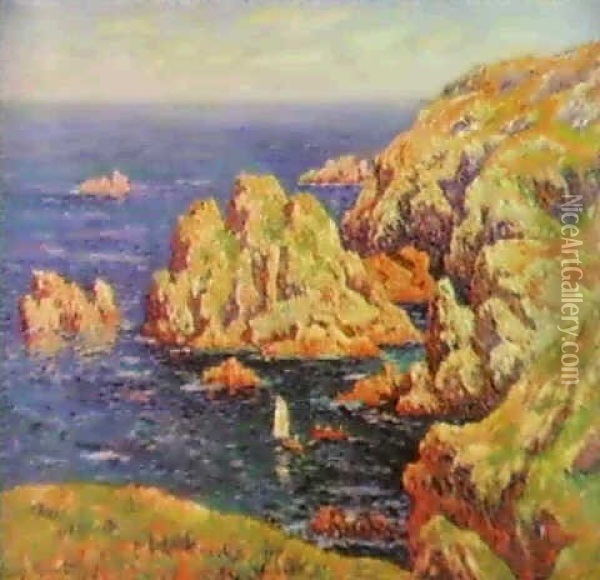 Falaises Du Cap Buc A Douarnenez, 1911 Oil Painting - Henry Moret