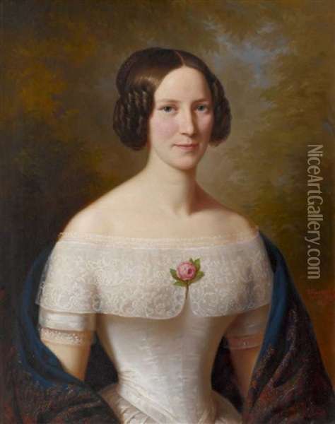Damenportrat Oil Painting - Johann Georg Buchner