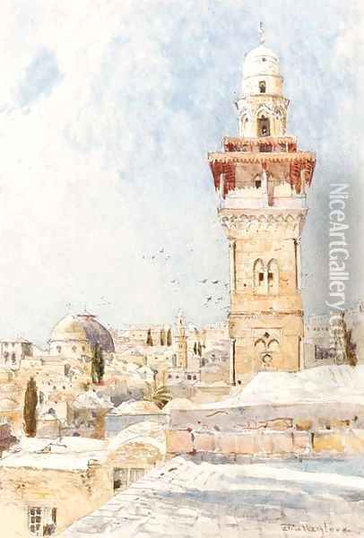 A minaret, Cairo Oil Painting - John Fulleylove