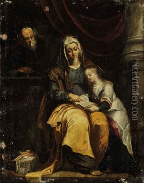 The Education Of The Virgin Oil Painting - Denys Calvaert