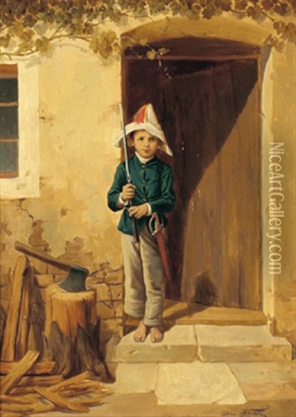 Der Kleine Soldat Oil Painting - Edmund Frederic Arthur Krenn