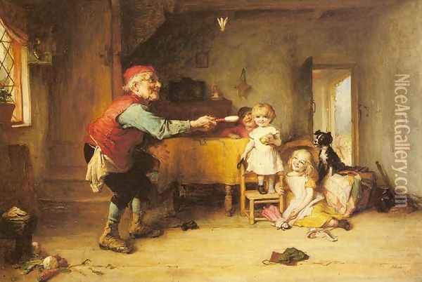 Games with Grandfather Oil Painting - Alexander Hohenlohe Burr
