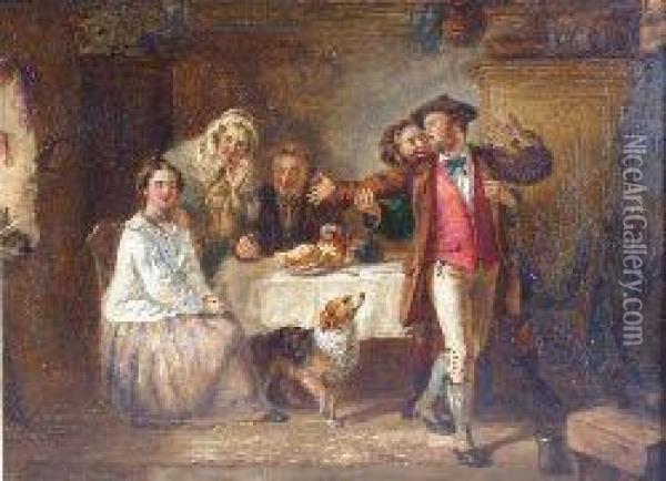 The Unwelcome Suitor Oil Painting - Alexander Johnston
