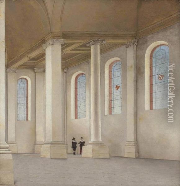 The Interior Of The Nieuwe Kerk, Haarlem Oil Painting - Pieter Jansz. Saenredam