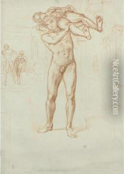 Study For Diomedes Carrying The Palladium From Troy Oil Painting - Sir Edward John Poynter
