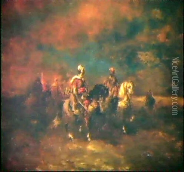 Araber Zu Pferd Oil Painting - Eugene Fromentin