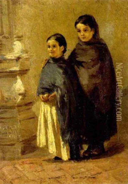 Two Ninas In A Cathedral Oil Painting - Conrad Wise Chapman