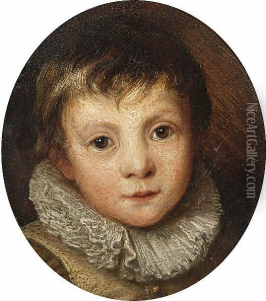 Portrait Of A Boy, Bust Length, In A Ruff Oil Painting - Sir Anthony Van Dyck