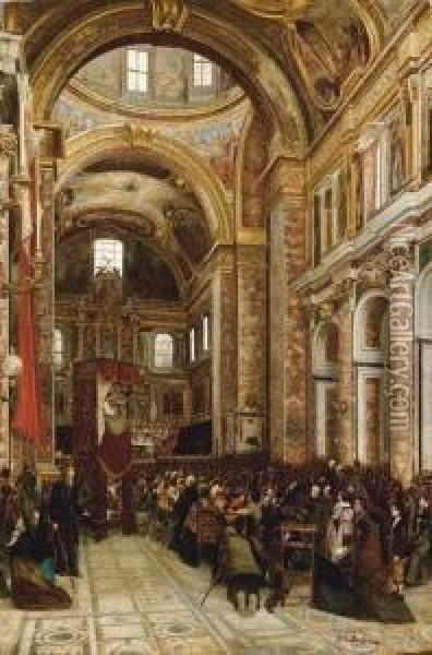 Cerimonia Religiosa Nella Cattedrale Oil Painting - Pompeo Massini