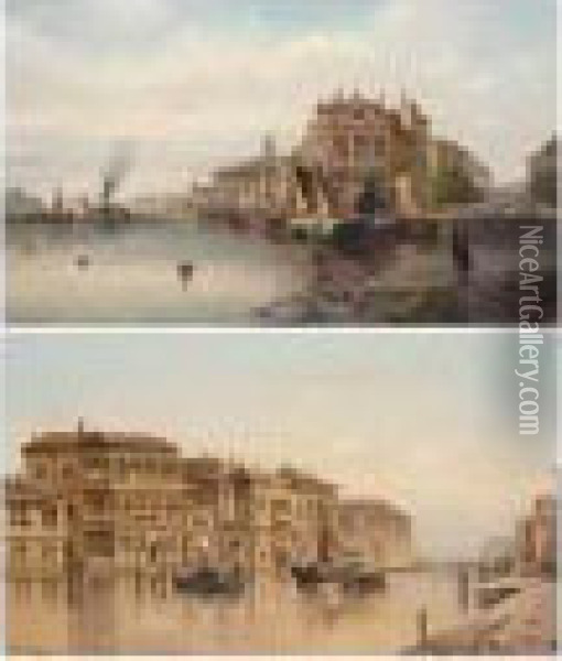 The Grand Canal, Venice; The Port Of Meisina Oil Painting - Karl Kaufmann
