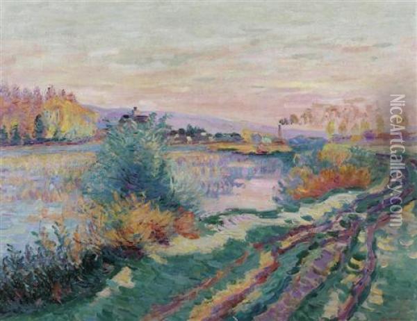 River Landscape. Oil Painting - Armand Guillaumin