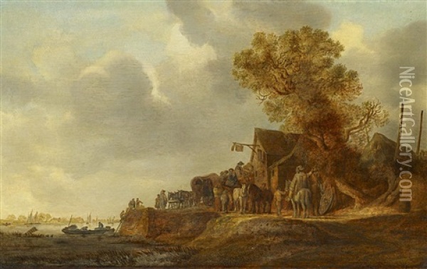 Wirtshaus Mit Aushangeschild Oil Painting - Jan Josefsz. van Goyen