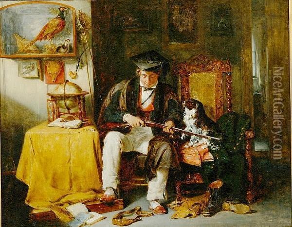 A Sporting Student Oil Painting - Theodore Lane