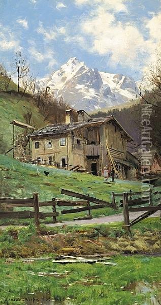 An Alp Landscape Oil Painting - Peder Mork Monsted