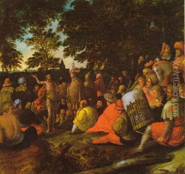 Die Predigt Johannes Des Taeufers Oil Painting - Ambrosius Francken the Younger