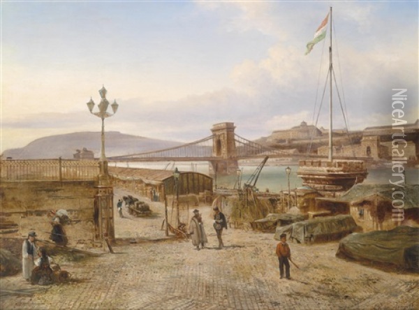 Blick Auf Buda Oil Painting - Elias Pieter van Bommel