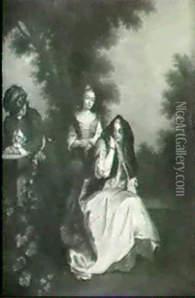 Scene Galante De La Comedie Italienne Oil Painting - Christian Wilhelm Ernst Dietrich