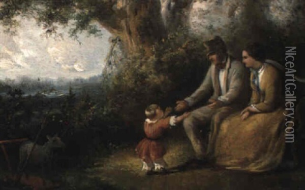 Familienidylle Im Wald Oil Painting - Karel Frederik Bombled