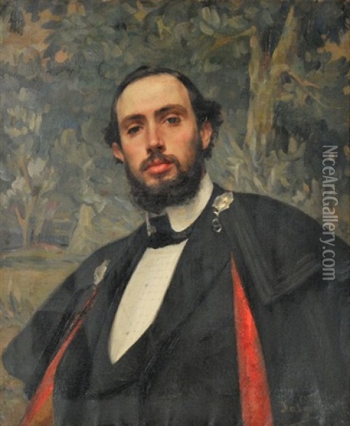 Portrait Of Alexio De Queiroz Ribeiro Oil Painting - Jose Velloso Salgado