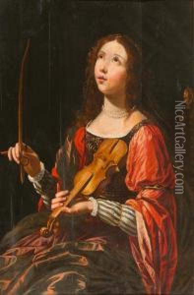 Heilige Cecilia. Oil Painting - Adam van Noort