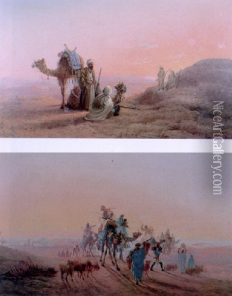 A Rest In The Desert Oil Painting - Luigi Maria Galea