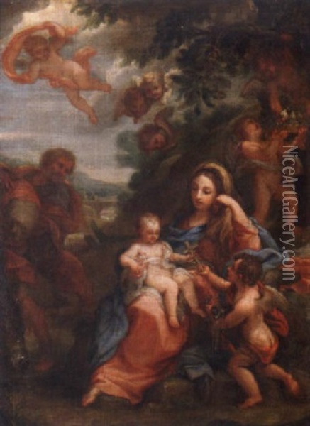 The Rest On The Flight Into Egypt Oil Painting - Lorenzo Masucci