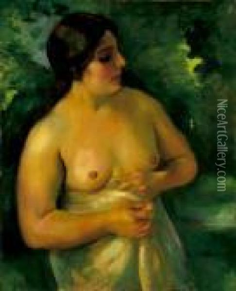 Femme Au Buste Denudee Oil Painting - Henri Ottmann