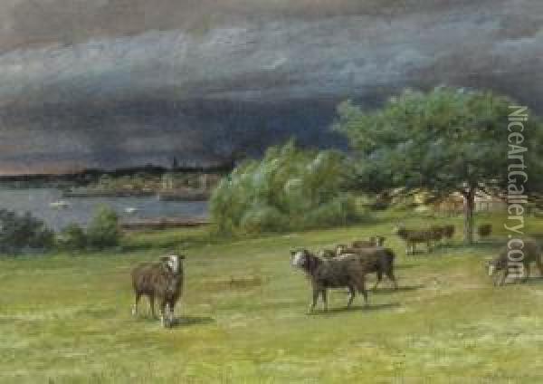 The Chicken House; And A Coming Squall At Mattapoisett, Mass: Two Works Oil Painting - James Brade Sword