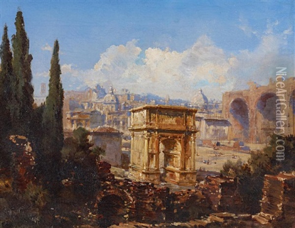 Forum Romanum In Rom Oil Painting - Ludwig Theodor Choulant