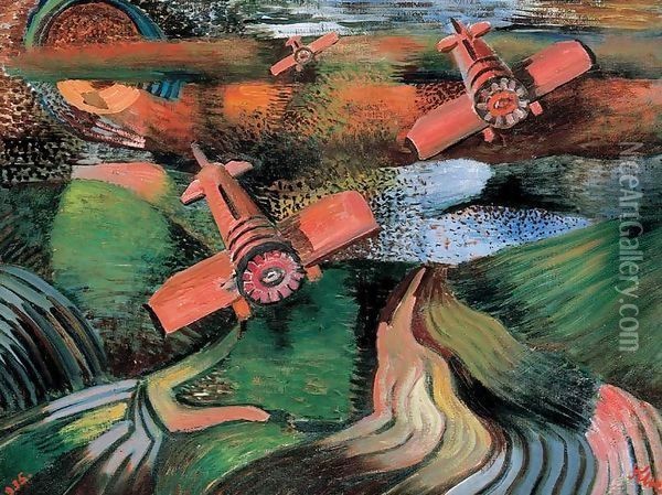 Iron Birds 1935 Oil Painting - Vilmos Perlrott-Csaba