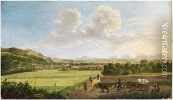 Landschaft Bei Der Festungkonigstein Oil Painting - Johann Fried. Alex. Thiele