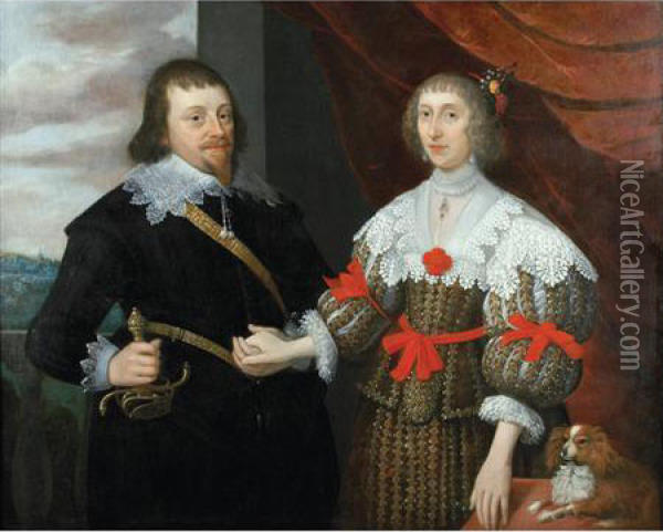Portrait Of A Husband And Wife Oil Painting - Gilbert Jackson